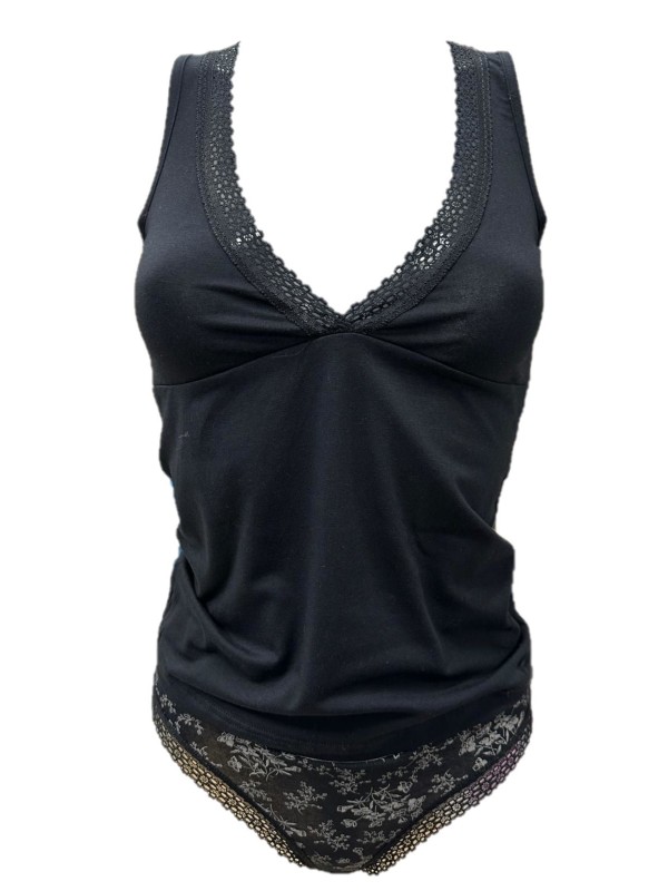 Magic Dream Canottiera donna taglio seno + slip a fantasia cotone elasticizzato art. 8832