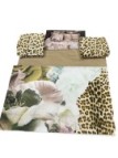 Roberto Cavalli Completo copripiumino matrimoniale in raso di puro cotone mano seta made in Italy art. Rose Leopard