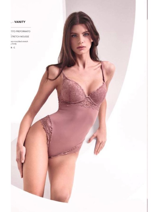 Lormar Body donna con coppe foderate e ferretto, pizzo elasticizzato art. 03412l