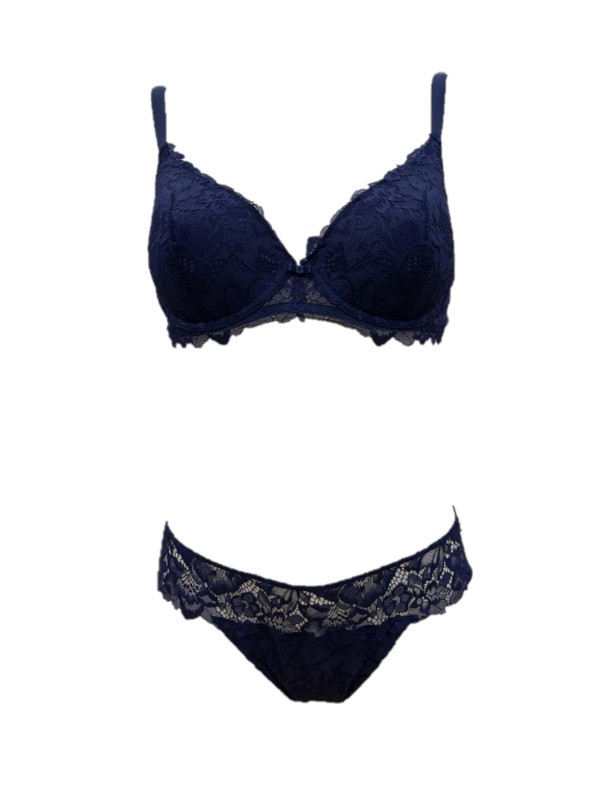 Lormar Reggiseno foderato con ferretto + slip in pizzo art. 052311
