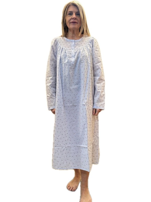 Linclalor Camicia da notte in batista di puro cotone con carrè art. 130843