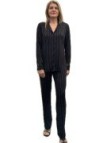 Lormar Pigiama donna in viscosa aperto davanti taglio uomo con polsini in pizzo art. 652587