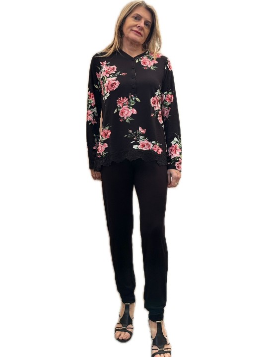 Lormar Pigiama donna in viscosa elasticizzata con inserto in pizzo art.652577