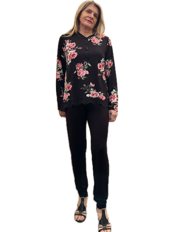 Lormar Pigiama donna in viscosa elasticizzata con inserto in pizzo art.652577