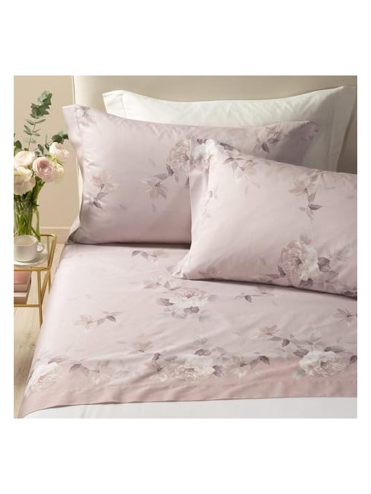 Caleffi Completo Lenzuola Letto matrimoniale in raso di puro cotone art. Rosa Alba