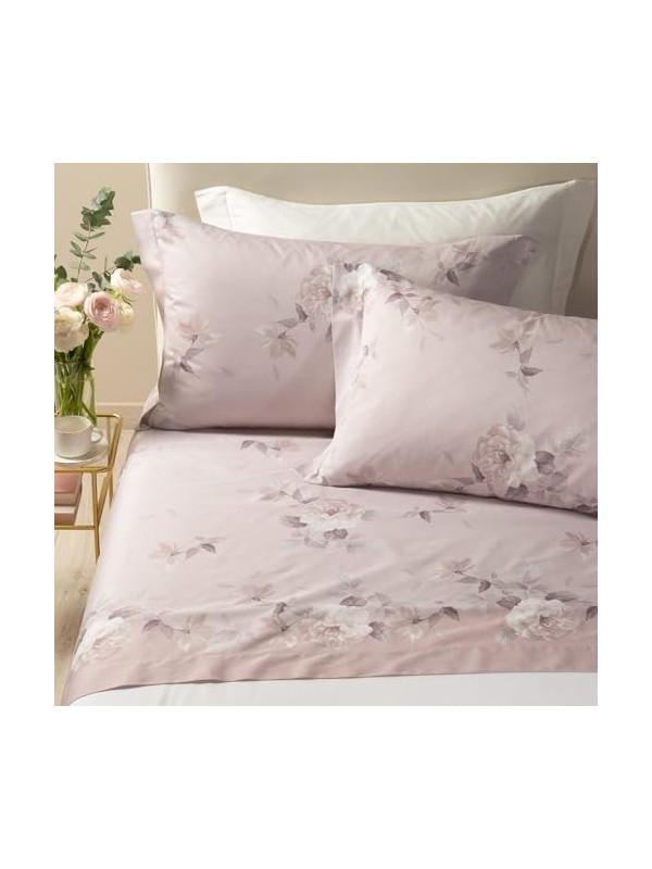 Caleffi Completo Lenzuola Letto matrimoniale in raso di puro cotone art. Rosa Alba