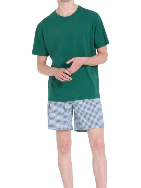 Ragno Pigiama uomo girocollo in puro cotone manica corta pantalone scozzese art. U899NC