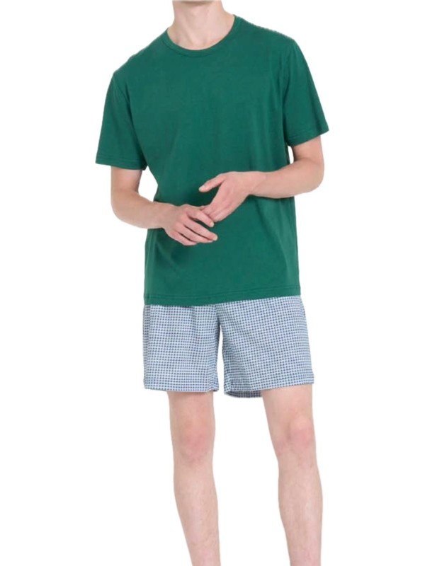 Ragno Pigiama uomo girocollo in puro cotone manica corta pantalone scozzese art. U899NC