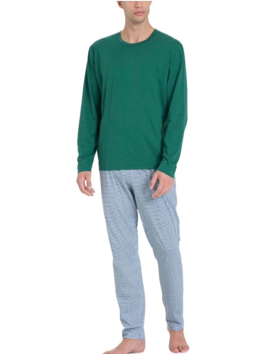 Ragno Pigiama uomo in puro cotone girocollo pantalone scozzese art. U899NQ