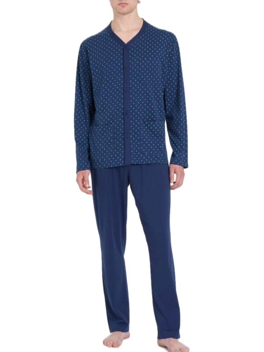 Ragno Pigiama uomo in puro cotone aperto davanti art. U909N6
