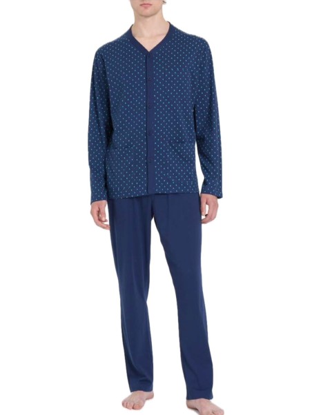 Ragno Pigiama uomo in puro cotone aperto davanti art. U909N6