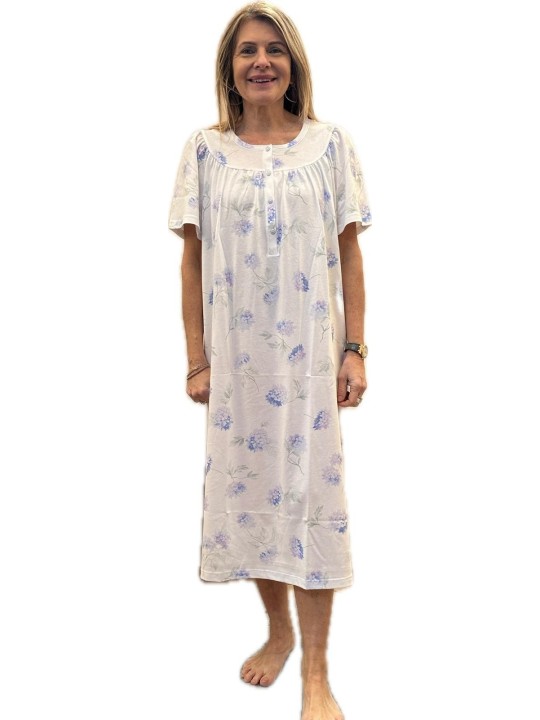 Linclalor Camicia da notte in puro cotone con carrè art.