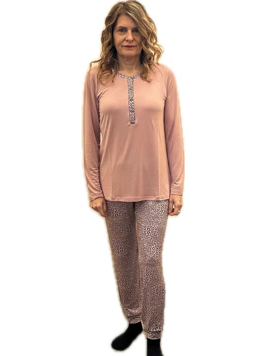 Lormar Pigiama donna in viscosa elasticizzata pantalone maculato art. mad652590