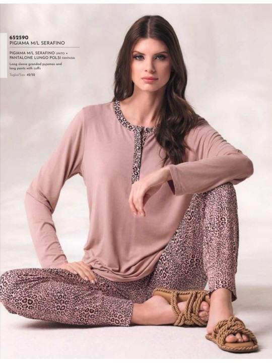 Lormar Pigiama donna in viscosa elasticizzata pantalone maculato art. mad652590