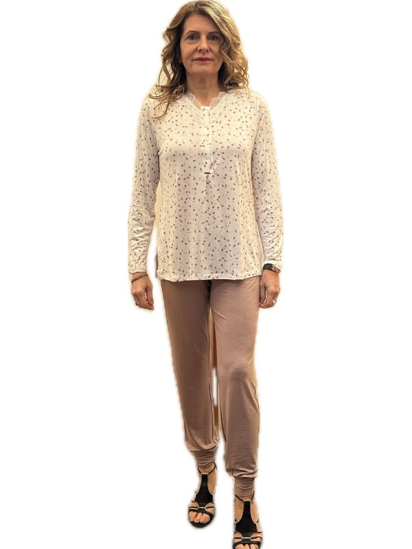 Lormar Pigiama donna in viscosa elasticizzata con inserto in pizzo art. ens652669