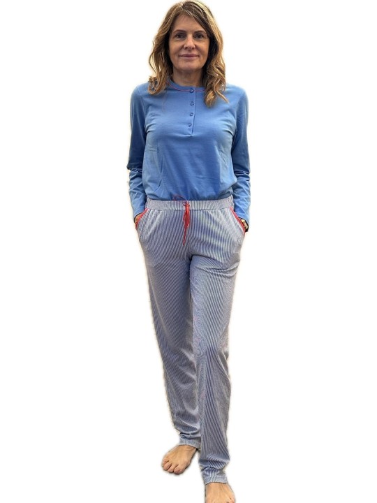 Brilliamo by Linclalor Pigiama in puro cotone pantalone rigato art. 475216
