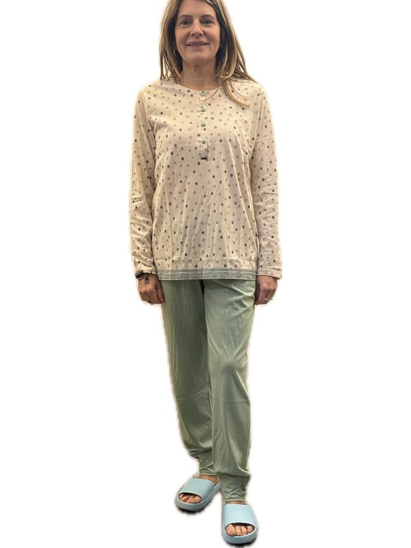Lormar Pigiama donna in puro cotone con inserto in pizzo art. PUF652703