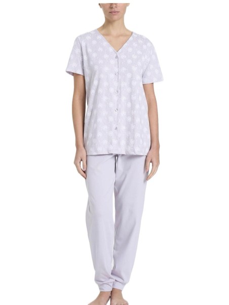 Ragno Pigiama donna in puro cotone aperto davanti manica corta pantalone lungo art. DP46N6B14F