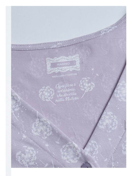Ragno Pigiama donna in puro cotone aperto davanti manica corta pantalone lungo art. DP46N6B14F