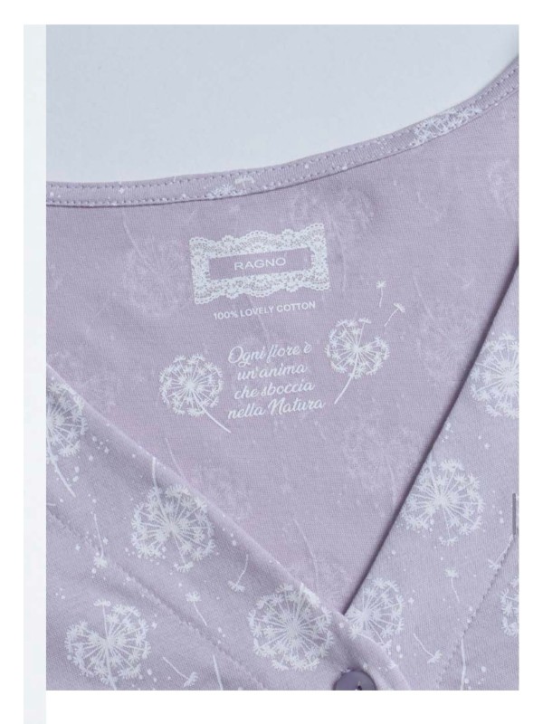 Ragno Pigiama donna in puro cotone aperto davanti manica corta pantalone lungo art. DP46N6B14F