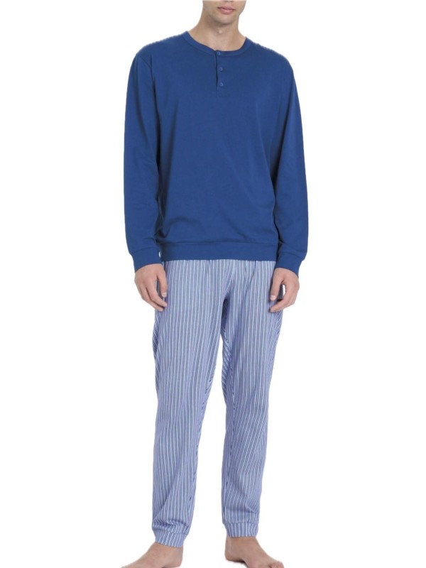 Ragno pigiama uomo in puro cotone pantalone rigato art. U893N1