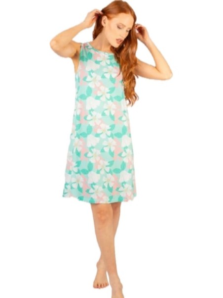 Brilliamo by Linclalor Camicia da notte spalla larga in puro cotone stampato art. 402116