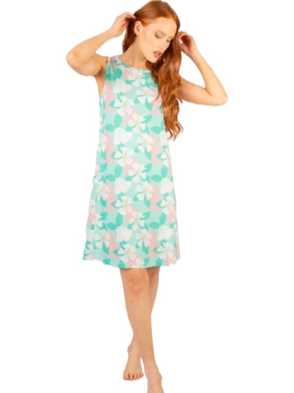 Brilliamo by Linclalor Camicia da notte spalla larga in puro cotone stampato art. 402116