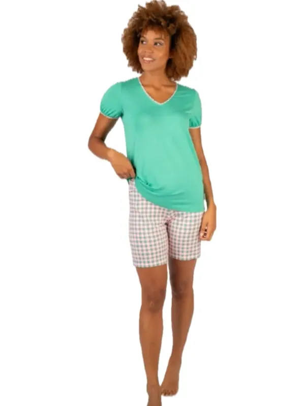 Brilliamo by Linclalor Pigiama donna in viscosa elasticizzata scollo a V art. 402084