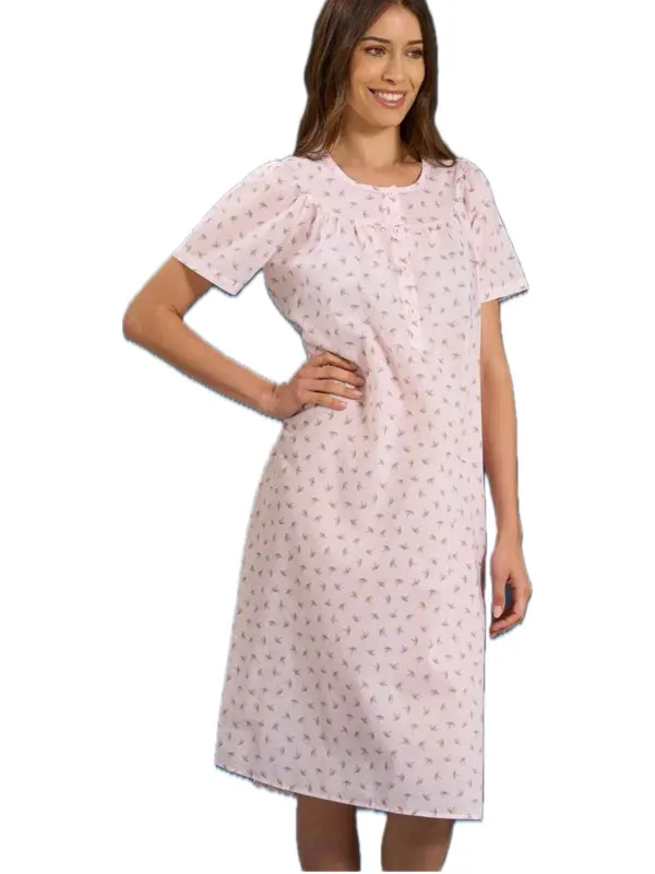 Linclalor Camicia da notte in batista di puro cotone manica corta art. 130844