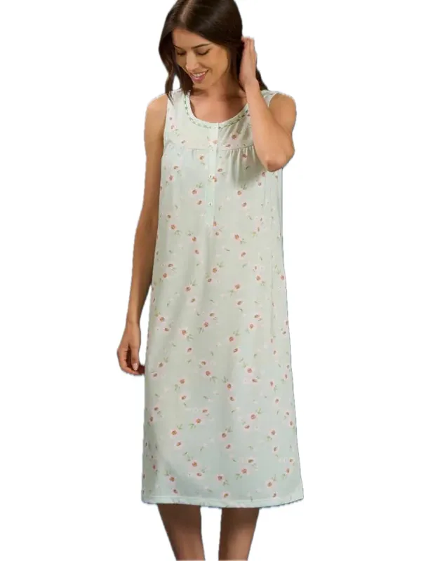 Linclalor Camicia da notte in puro cotone senza maniche art. 175188