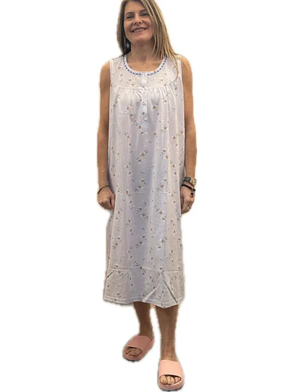 Linclalor Camicia da notte in puro cotone senza maniche art. 175188