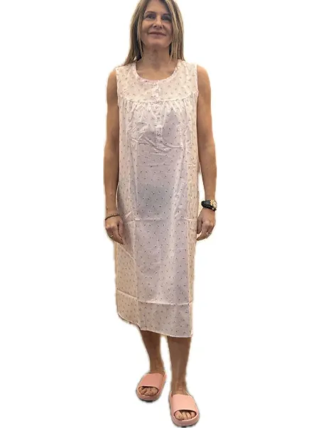 Linclalor Camicia da notte in batista di puro cotone senza maniche art. 130845