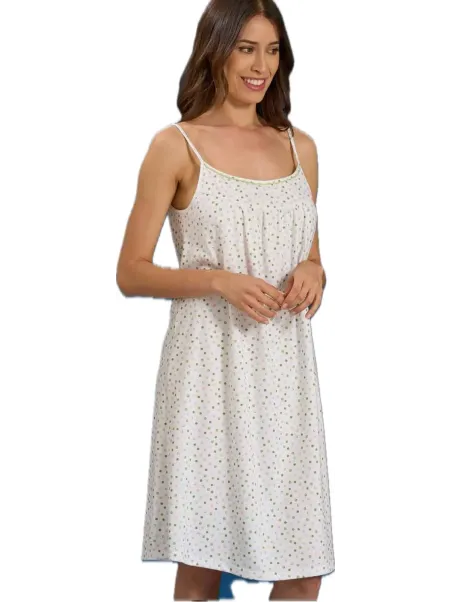 Linclor Camicia da notte in puro cotone spallina a pois art. 175275