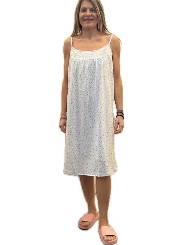 Linclor Camicia da notte in puro cotone spallina a pois art. 175275