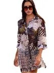 David by Afs Abito mare a camicia in tessuto di viscosa ricamato con perline e paillettes art. DA25162