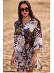 David by Afs Abito mare a camicia in tessuto di viscosa ricamato con perline e paillettes art. DA25162