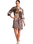 David by Afs Abito mare a camicia in tessuto di viscosa ricamato con perline e paillettes art. DA25162