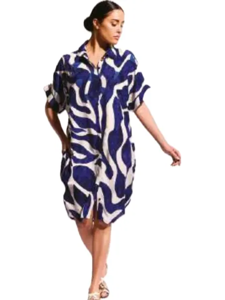 David by Afs Abito mare a camicia in tessuto di viscosa art. Da25021