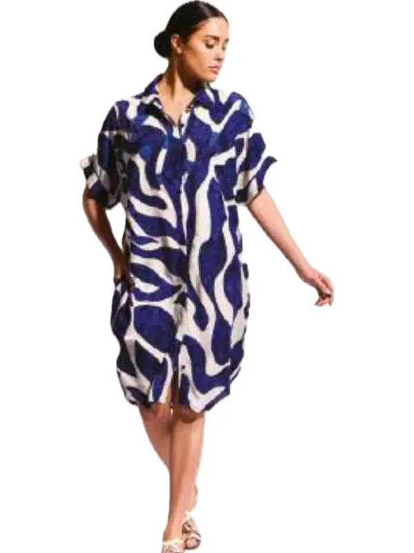 David by Afs Abito mare a camicia in tessuto di viscosa art. Da25021