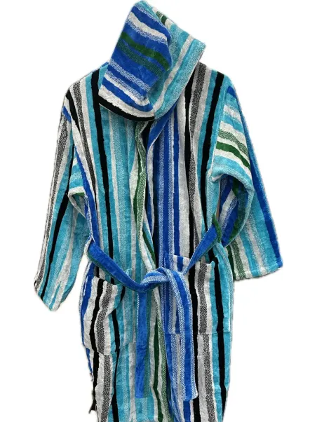 Carrara Accappatoio unisex con cappuccio in spugna velur di puro cotone art. Shangai