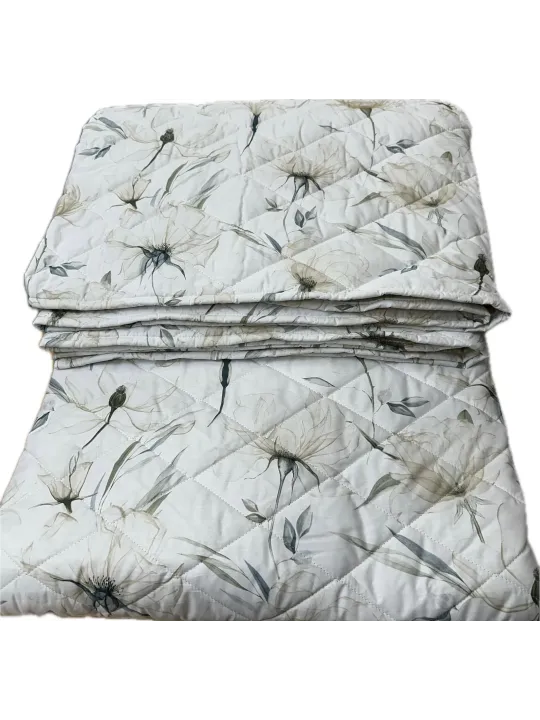 Bellora Copriletto trapuntato matrimoniale in percalle di puro cotone made in Italy art. Soft flowers