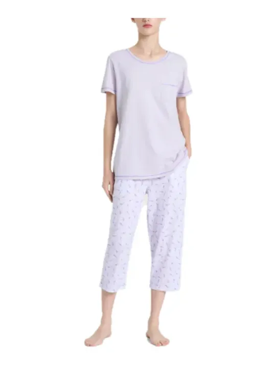 Ragno Pigiama donna in puro cotone manica corta pantalone pinocchietto art. DQ18NB