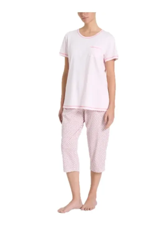 Ragno Pigiama donna in puro cotone manica corta pantalone pinocchietto art. DQ18NB
