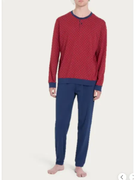 Ragno Pigiama uomo in puro cotone con polsini art. U909N4