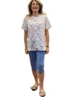 Linclalor Pigiama donna in puro cotone manica corta pantalone pinocchietto aperto davanti art. 175212