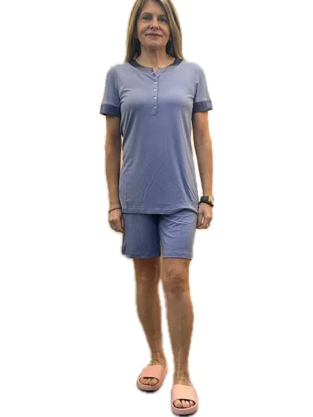 Bisbigli Pigiama donna in viscosa elasticizzata con profilo in raso manica corta pantalone bermuda art. 102109