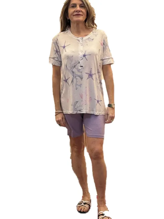 Lormar Pigiama donna in viscosa elasticizzata manica corta pantalone bermuda art. SEA652674