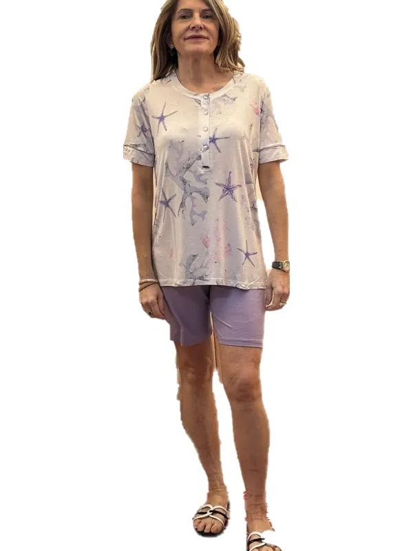 Lormar Pigiama donna in viscosa elasticizzata manica corta pantalone bermuda art. SEA652674