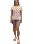 Infiore Pigiama donna in puro cotone manica corta pantalone corto stampa cuori art. HRT652360