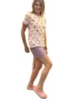 Infiore Pigiama donna in puro cotone manica corta pantalone corto stampa cuori art. HRT652360